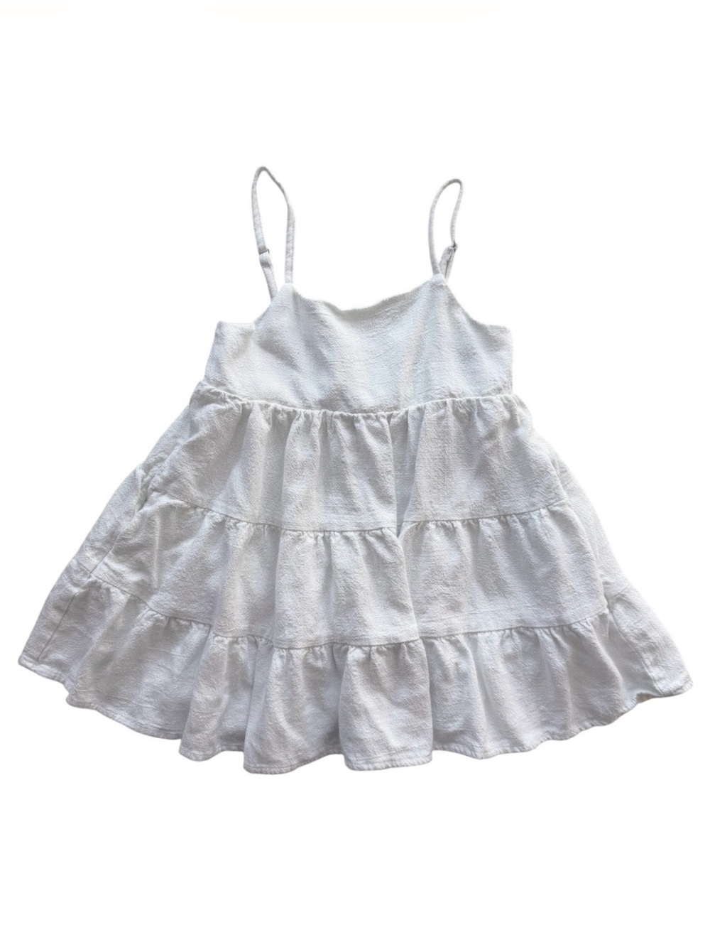 Little Bipsy Linen Blend Tiered Dress 4/5 White